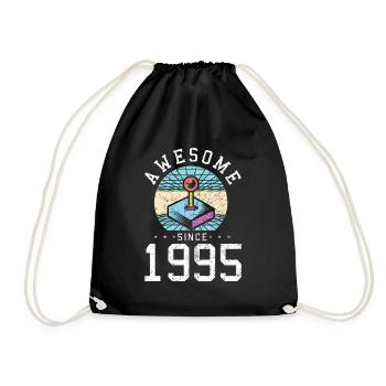 Vintage 1995 95 Birthday Retro Vintage Gift - Drawstring Bag - black - Front