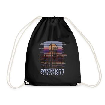 Vintage 1977 77 Birthday Retro Vintage Gift - Drawstring Bag - black - Front