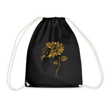 Childhood Cancer USA Flag Cancer Child Flower Gift - Drawstring Bag - black - Front