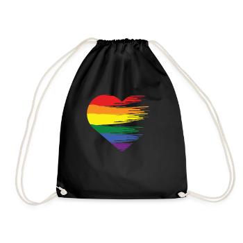 Regenbogen Gleichberechtigung Herzschlag Geschenk - Turnbeutel - Schwarz - Vorne