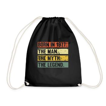 Vintage 1977 77 Birthday Retro Vintage Gift - Drawstring Bag - black - Front