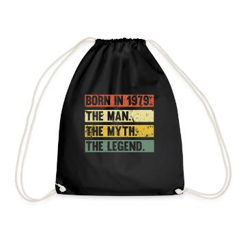 Vintage 1979 79 Birthday Retro Vintage Gift - Drawstring Bag - black - Front
