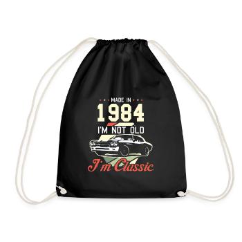 Vintage 1984 84 Birthday Retro Vintage Gift - Drawstring Bag - black - Front