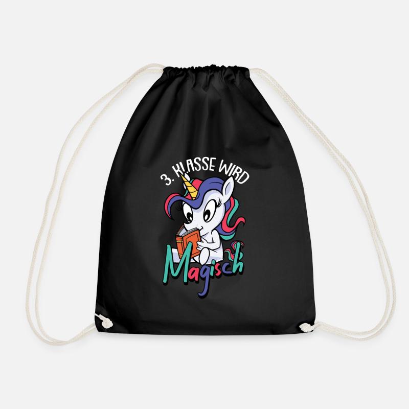 3. Klasse Schule Grundschule Einhorn Geschenk - Turnbeutel - Schwarz