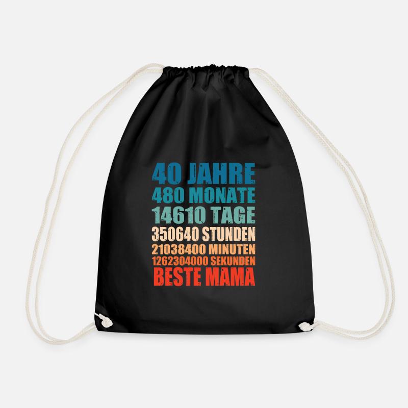 40 Jahre Beste Mama Monat Mutter Spruch Geschenk - Turnbeutel - Schwarz