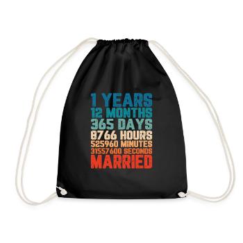 1 Jahr verheiratet Hochzeit Ehe Spruch Geschenk - Turnbeutel - Schwarz - Vorne
