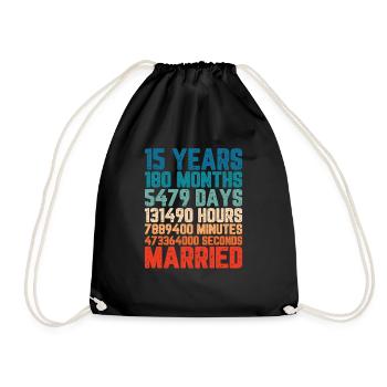 15 Jahre verheiratet Hochzeit Ehe Spruch Geschenk - Turnbeutel - Schwarz - Vorne