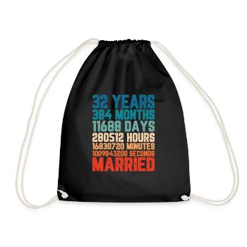 32 Jahre verheiratet Hochzeit Ehe Spruch Geschenk - Turnbeutel - Schwarz - Vorne