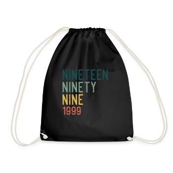 Vintage 1999 99 Birthday Retro Vintage Gift - Drawstring Bag - black - Front