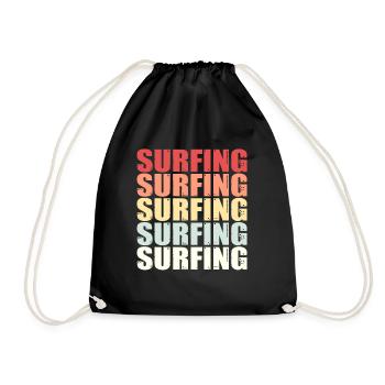 Surfer Girl Surf Surfer Saying Retro Gift - Drawstring Bag - black - Front