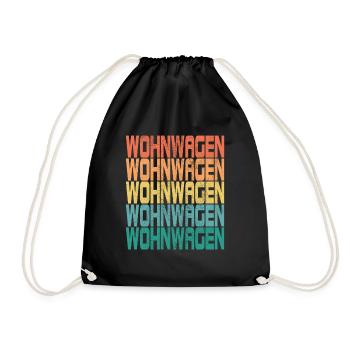 Camping Wohnwagen Camper Spruch Retro Geschenk - Turnbeutel - Schwarz - Vorne