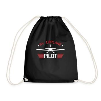 Airplane Flugzeug RV Pilot Spruch Geschenk - Turnbeutel - Schwarz - Vorne