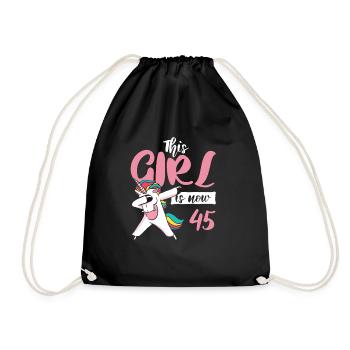 Cadeau licorne de 45e anniversaire - Sac de sport léger - noir - Devant