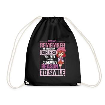 Anime Manga Japan Kawaii Funny Saying Gift - Drawstring Bag - black - Front