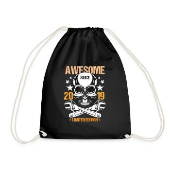Geburtstag 2019 19 Vintage Biker Jahrgang Geschenk - Turnbeutel - Schwarz - Vorne
