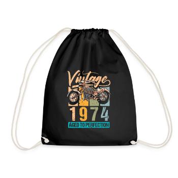 Geburtstag 1974 74 Vintage Biker Jahrgang Geschenk - Turnbeutel - Schwarz - Vorne