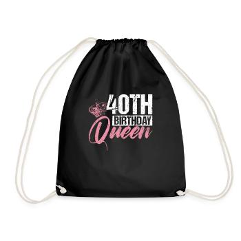 40. Geburtstag Königin Frau Krone Rosa Geschenk - Turnbeutel - Schwarz - Vorne