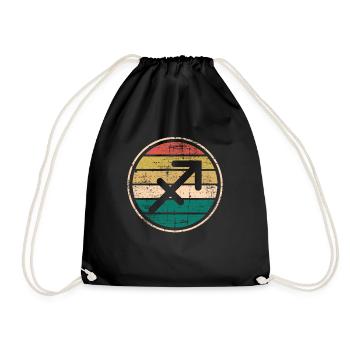 Sagittarius Zodiac Sign Horoscope Retro Bday Gift - Drawstring Bag - black - Front