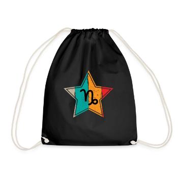 Steinbock Sternzeichen Horoskop Retro Geschenk - Turnbeutel - Schwarz - Vorne