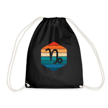 Steinbock Sternzeichen Horoskop Retro Geschenk - Turnbeutel - Schwarz - Vorne