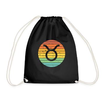 Taurus Taurus Zodiac Sign Horoscope Retro Gift - Drawstring Bag - black - Front
