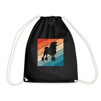 Poodle dog lover Retro vintage Gift idea - Drawstring Bag - black - Front
