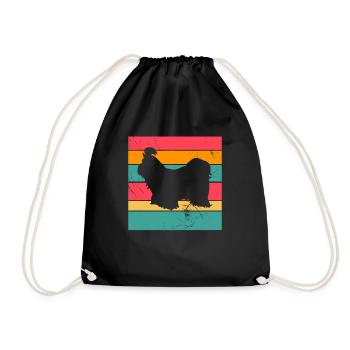 Shih Tzu dog lover Retro vintage Gift idea - Drawstring Bag - black - Front