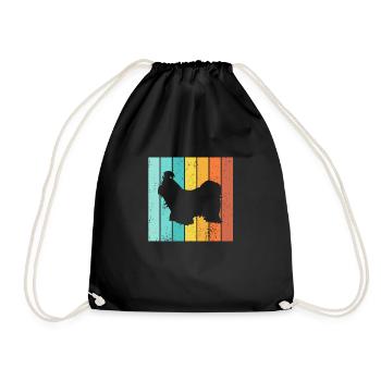 Shih Tzu dog lover Retro vintage Gift idea - Drawstring Bag - black - Front