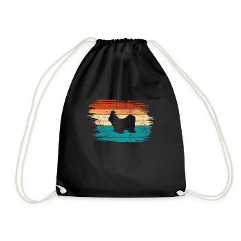 Shih Tzu dog lover Retro vintage Gift idea - Drawstring Bag - black - Front
