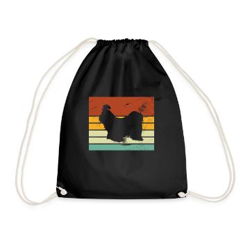 Shih Tzu dog lover Retro vintage Gift idea - Drawstring Bag - black - Front