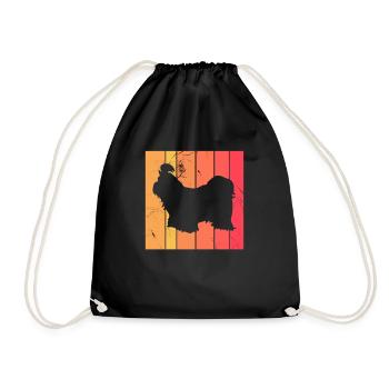Shih Tzu dog lover Retro vintage Gift idea - Drawstring Bag - black - Front