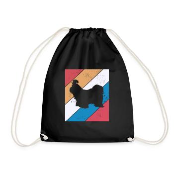 Shih Tzu dog lover Retro vintage Gift idea - Drawstring Bag - black - Front