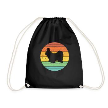 Shih Tzu dog lover Retro vintage Gift idea - Drawstring Bag - black - Front