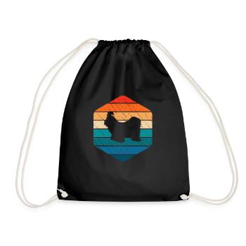 Shih Tzu dog lover Retro vintage Gift idea - Drawstring Bag - black - Front