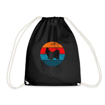 Shih Tzu dog lover Retro vintage Gift idea - Drawstring Bag - black - Front