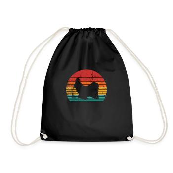 Shih Tzu dog lover Retro vintage Gift idea - Drawstring Bag - black - Front