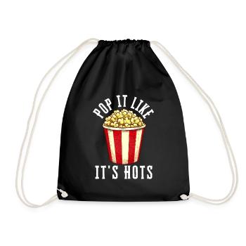 Popcorn Machine Movie Lover Theater Cinema - Drawstring Bag - black - Front