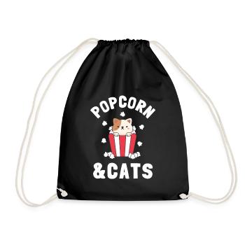 Popcorn Machine Movie Lover Theater Cinema - Drawstring Bag - black - Front