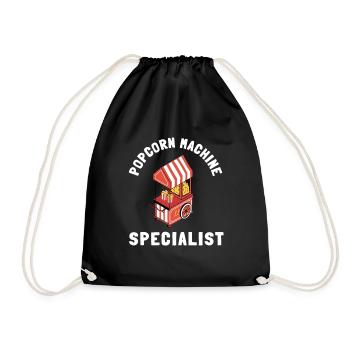 Popcorn Machine Movie Lover Theater Cinema - Drawstring Bag - black - Front