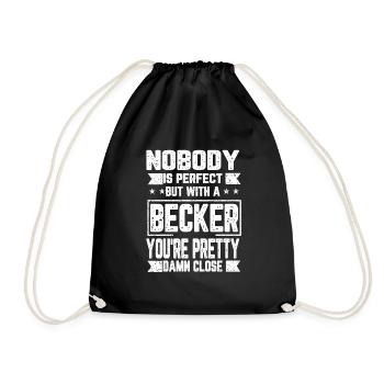 Becker Niemand ist Perfekt Geschenk - Turnbeutel - Schwarz - Vorne