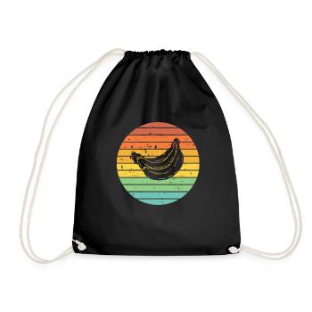 Banana Vegan Lover Retro Veggie Fruit Gift idea - Drawstring Bag - black - Front