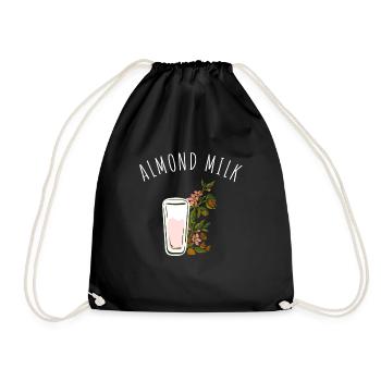 Almond Milk Dairy Free Vegan Milk Plant Based - Drawstring Bag - black - Front
