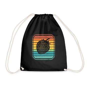 Strawberry Fruit Lover Retro Healthy Gift idea - Drawstring Bag - black - Front