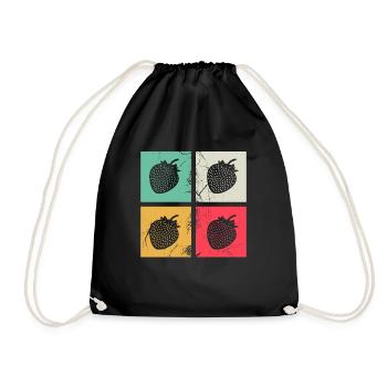 Strawberry Fruit Lover Retro Healthy Gift idea - Drawstring Bag - black - Front