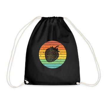Strawberry Fruit Lover Retro Healthy Gift idea - Drawstring Bag - black - Front