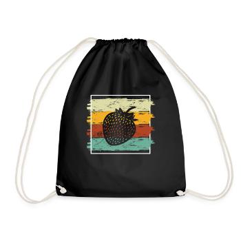 Strawberry Fruit Lover Retro Healthy Gift idea - Drawstring Bag - black - Front
