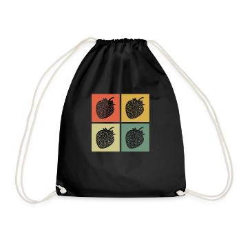 Strawberry Fruit Lover Retro Healthy Gift idea - Drawstring Bag - black - Front