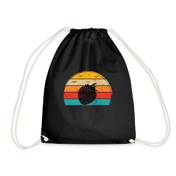 Strawberry Fruit Lover Retro Healthy Gift idea - Drawstring Bag - black - Front