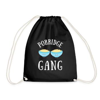 Porridge Cereal Grits Kasha Upma Rice And Oats - Drawstring Bag - black - Front