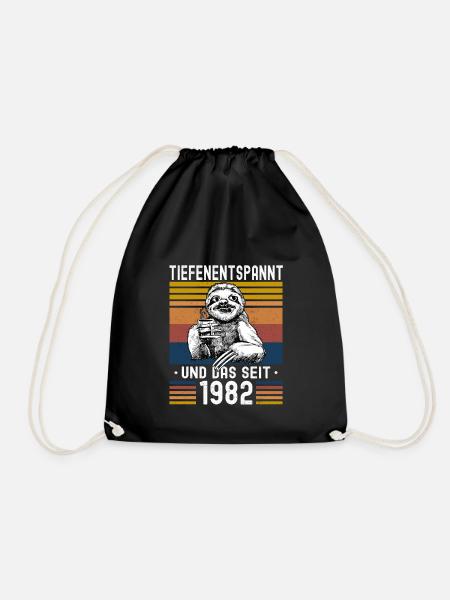 Faultier Geburtstag 1982 Geboren Jahrgang 1982 - Turnbeutel - Schwarz